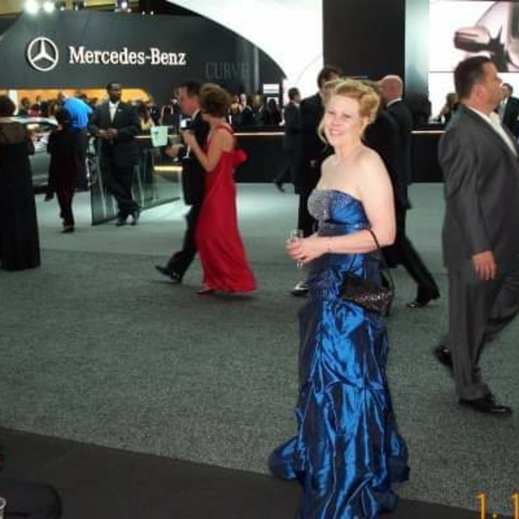 Windsor Blue / Rhinestone Gown. Size 13. Liner ripped. Dry clean only. Worn once - Picture 2 of 2